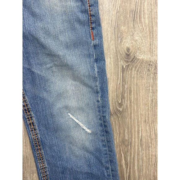 True Religion Jeans  Men's Size 33 Flare Distressed Outdoor Denim Blue - Picture 7 of 10